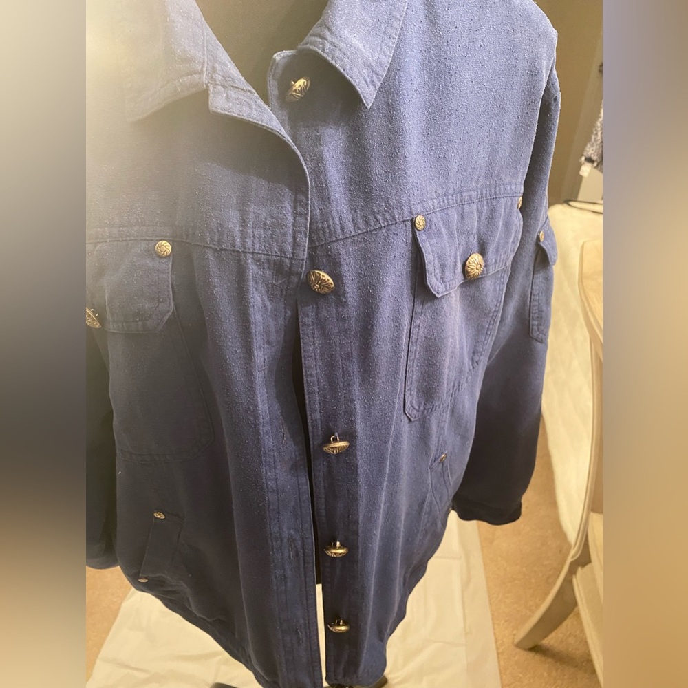 Evr Blue Lightweight Buttoned Jacket - Size Large - image 4